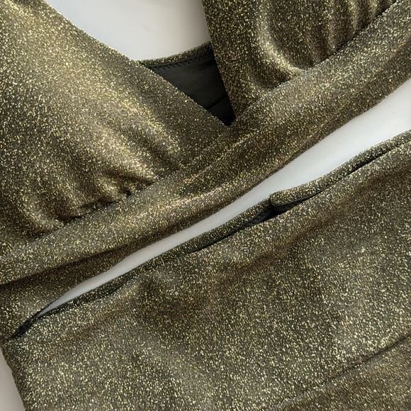 Aerie Swim Suit never wore top and bottom are size small, army green metallic - Picture 6 of 8